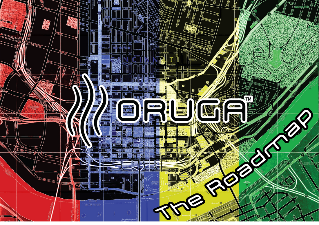 Oruga's interpretation of Cincinnati's Downtown road maps. Oruga's Official logo 